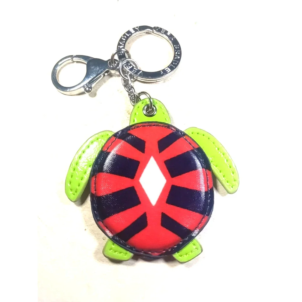 Vera Bradley Purse Clip Keychain Turtle Green Red Black White Vinyl